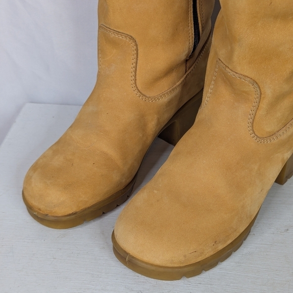 Frye Tall Suede Leather Sherpa Shearling Lined Banana Riding Boots - Picture 7 of 11